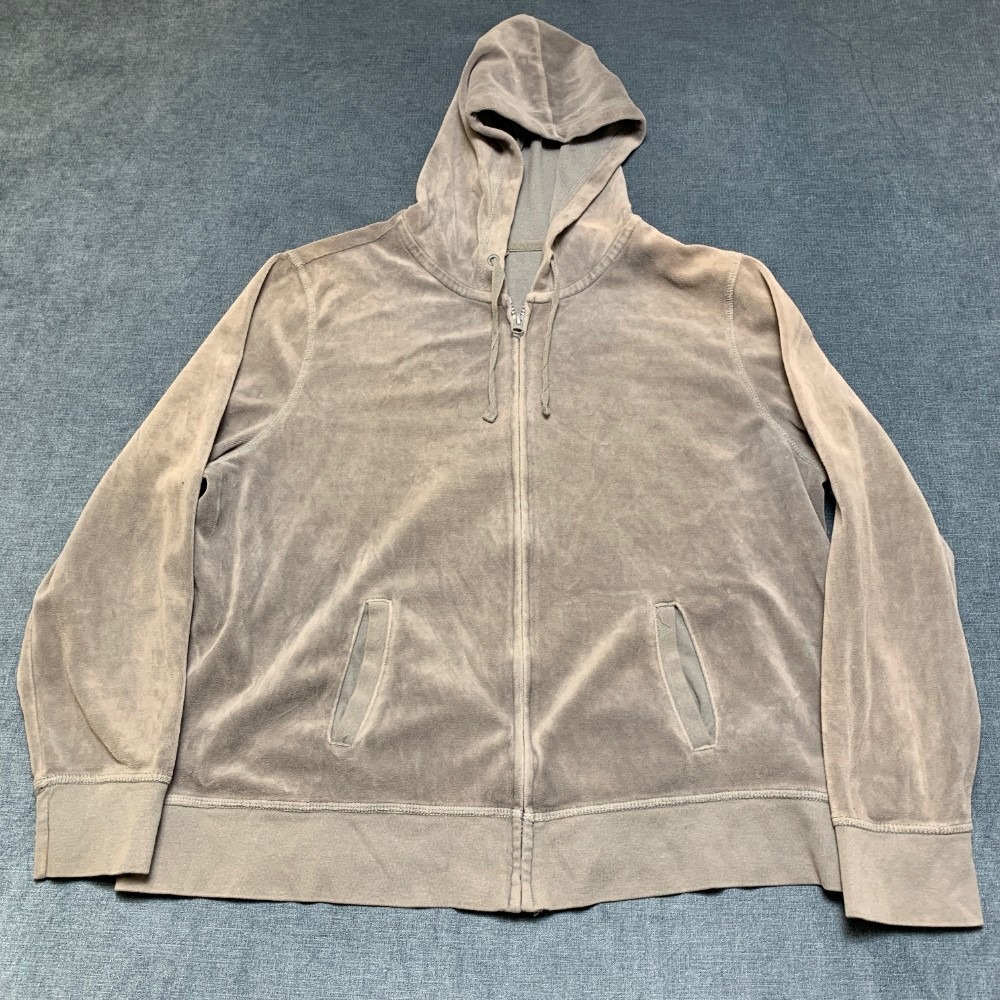 Vintage Old Navy Intimates Lingerie Velvet Hoodie Women 2XL Light Brown Full Zip